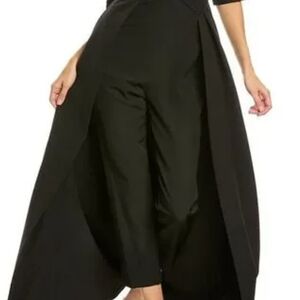 Kay Unger Black Maxi Overlay Jumpsuit Dress